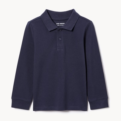 Toddler Boys' Uniform Long Sleeve Polo - Dark Navy