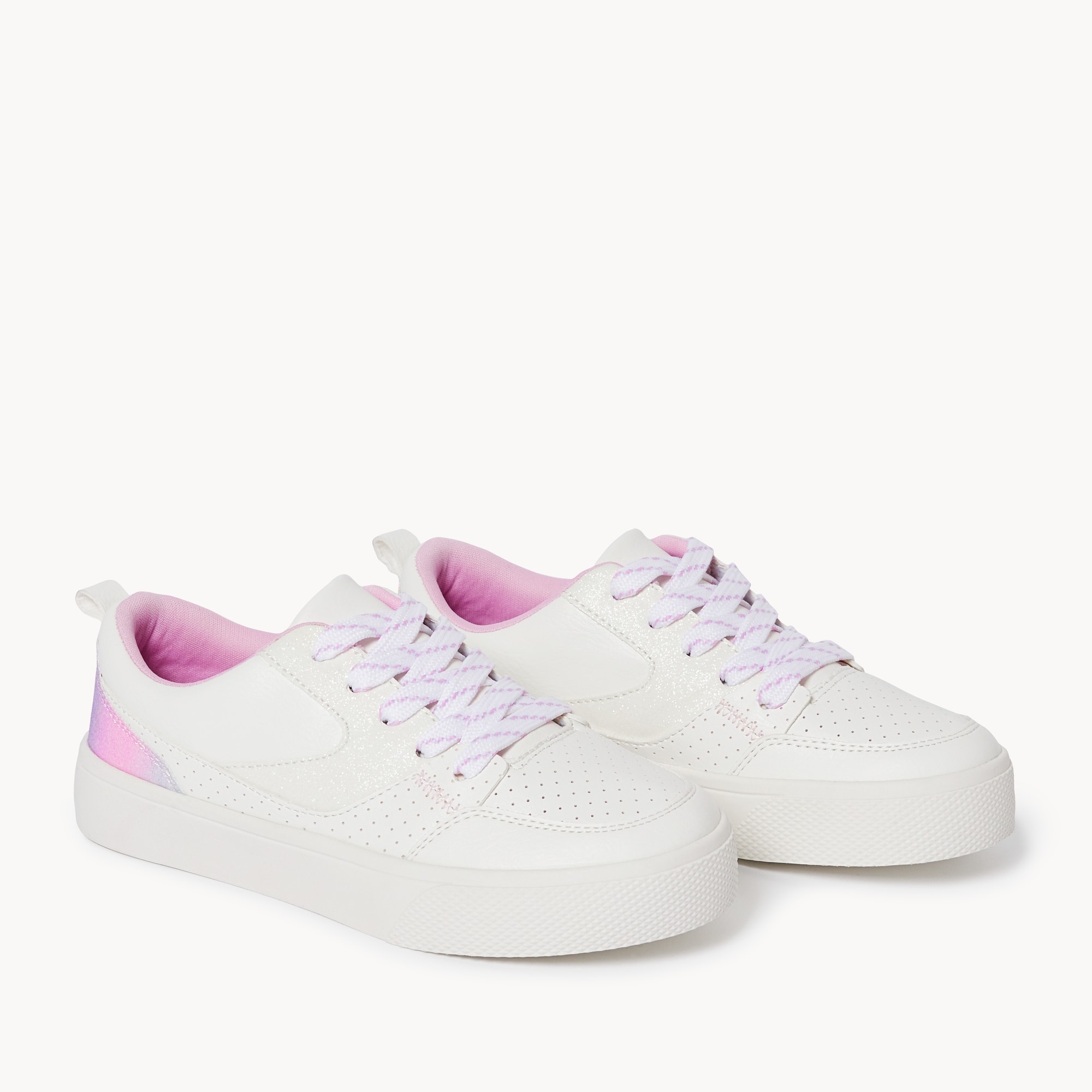 Pink Walmart Girls White Sneakers Kid Girls' Casual Sneakers In