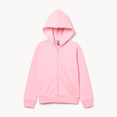 Haut capuchon sport en molleton à fermeture éclair - Rose Pâle