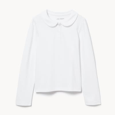 Kid Girls' Collared Uniform Long Sleeve Top - Bright White