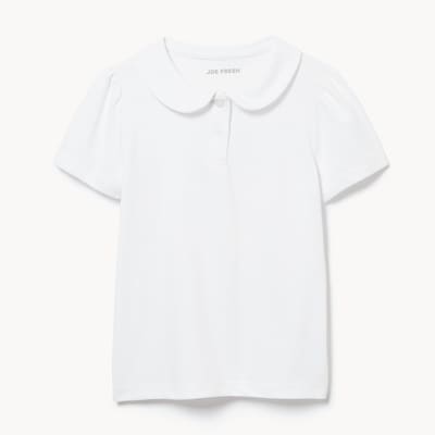 Kid Girls' Collared Uniform T-Shirt - Bright White