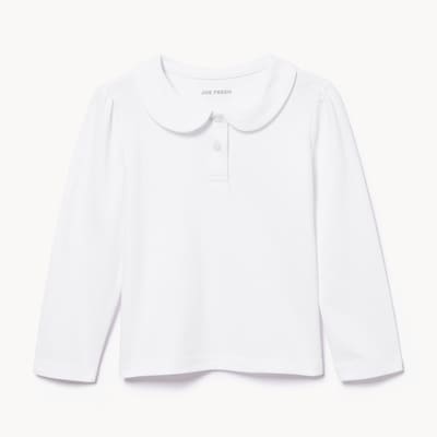Toddler Girls' Collared Uniform Long Sleeve Top - Bright White