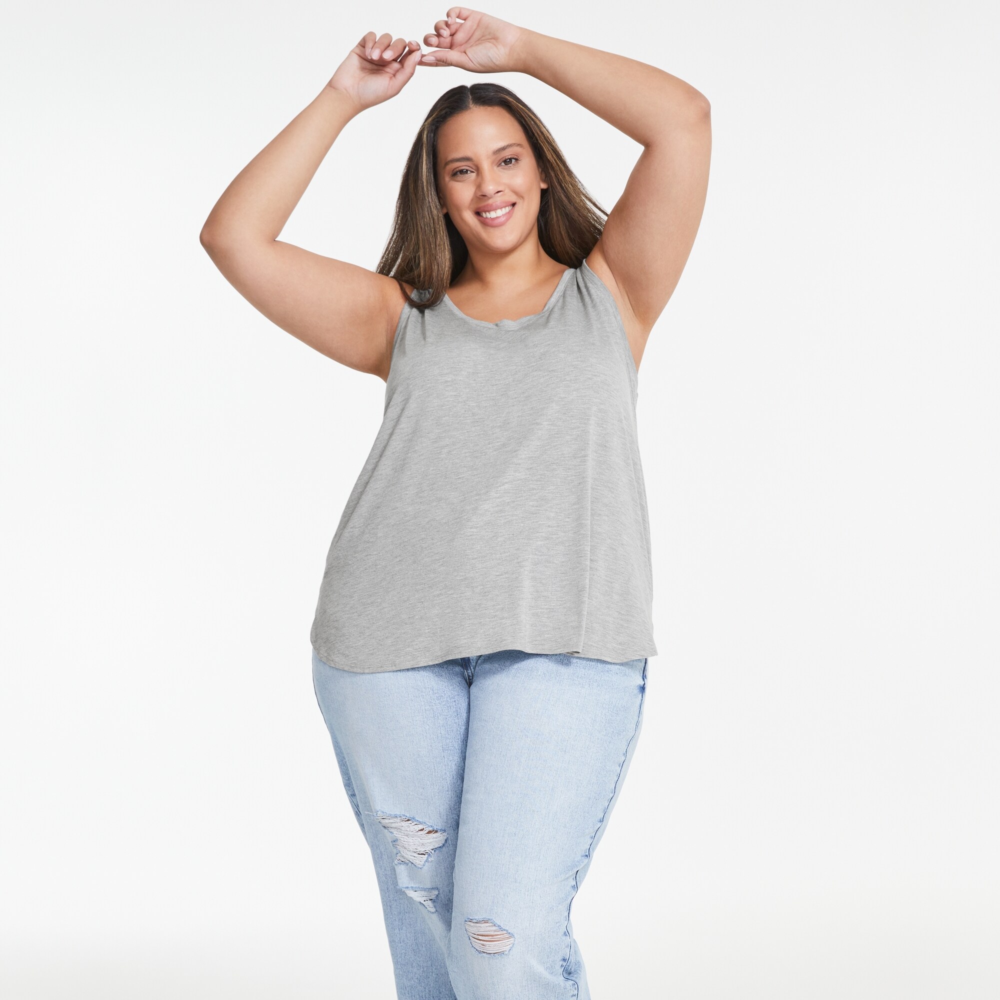 Women+ Relaxed Tank in Light Grey Mix from Joe Fresh