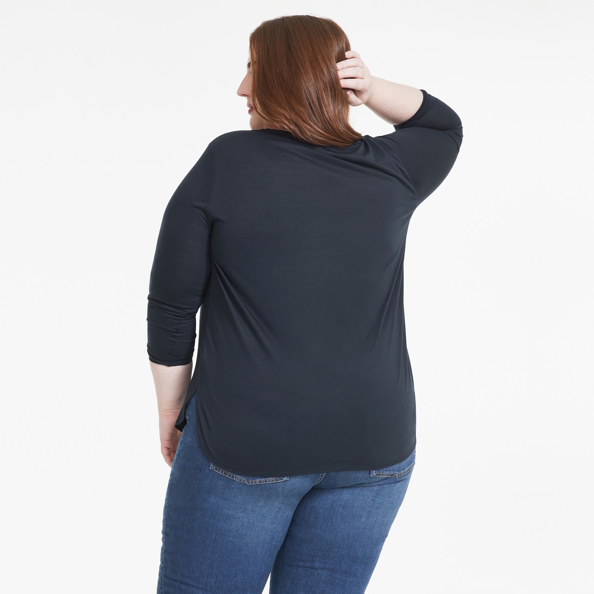 Women+ Relaxed Long Sleeve in JF Midnight Blue from Joe Fresh