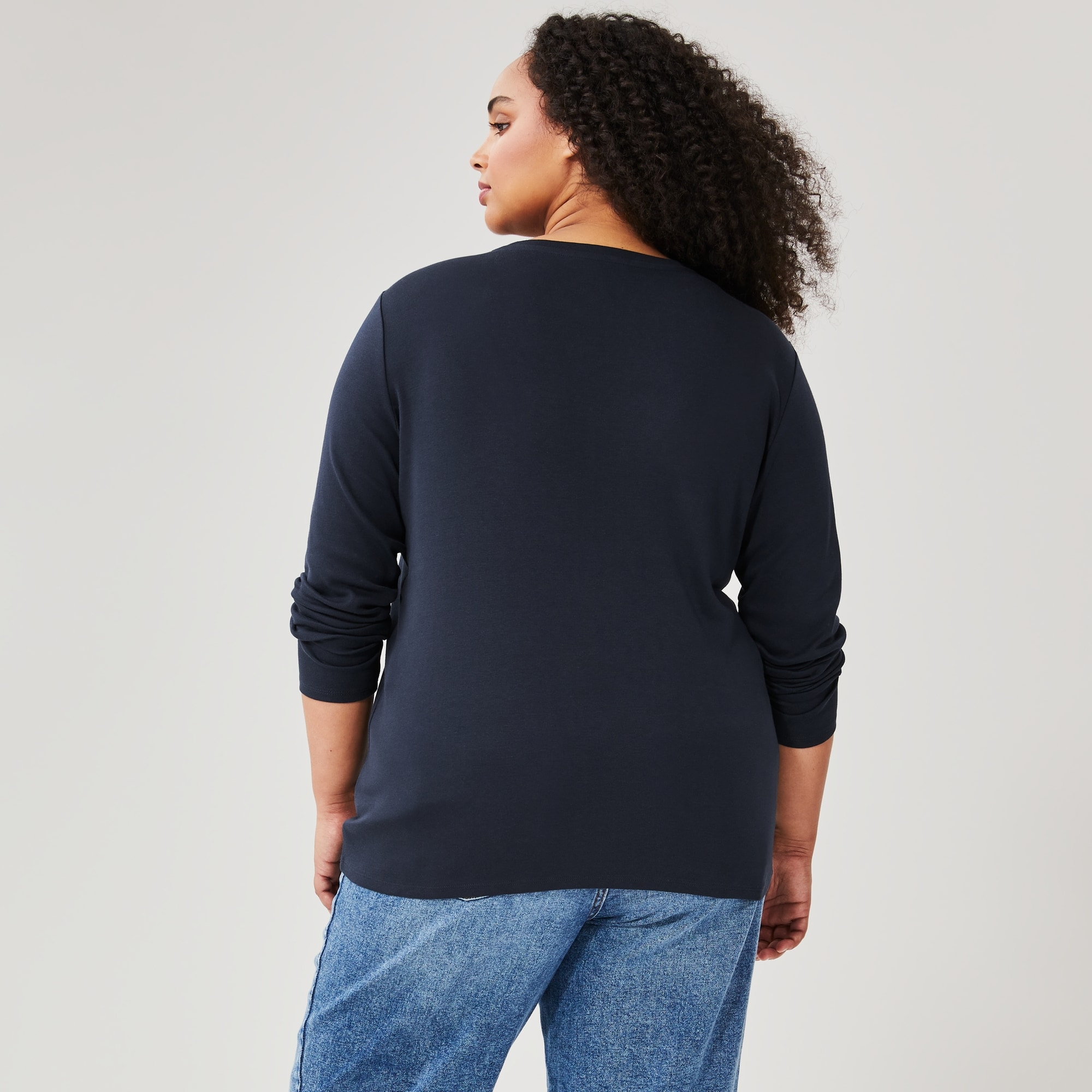 トップス everyone long sleeve tee navy Active Long Sleeve in Navy Mix from Joe Fresh