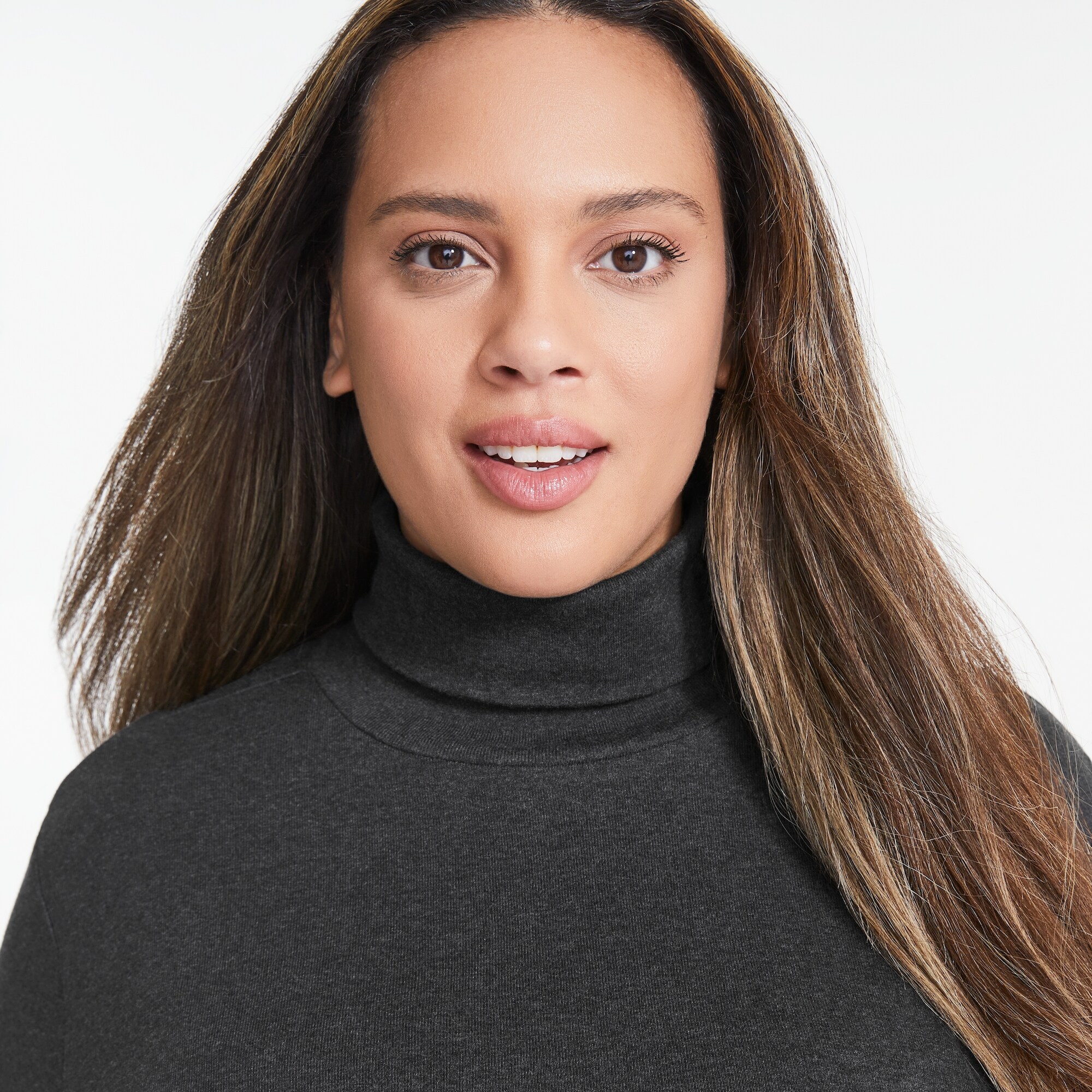 Women+ Organic Cotton Turtleneck in Dark Charcoal Mix from Joe Fresh