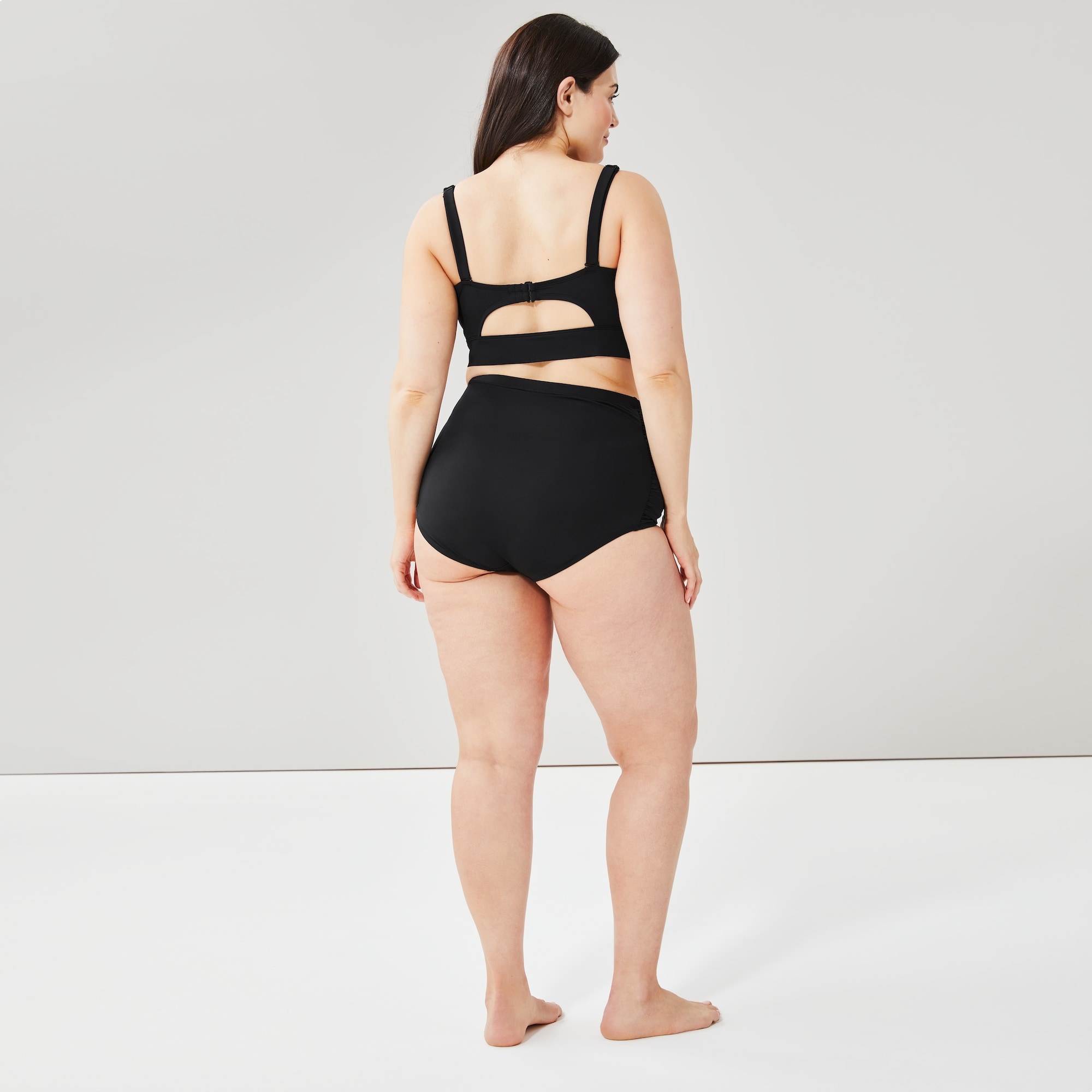 Bas de maillot de bain taille haute froncé