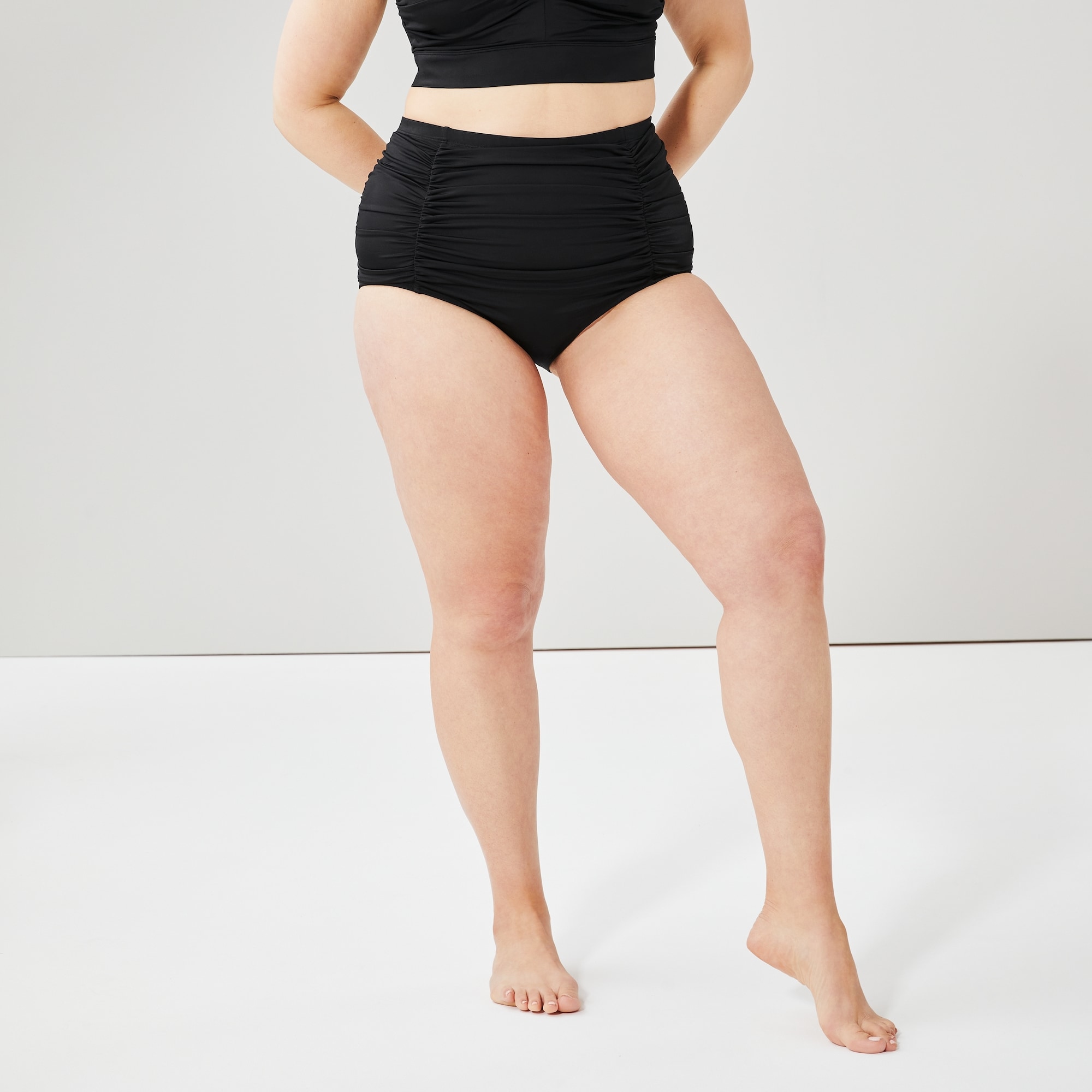 Bas de maillot de bain taille haute froncé