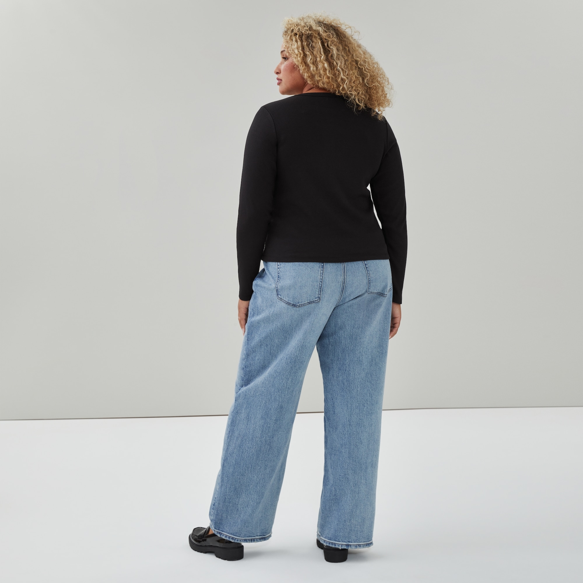 Women+ Rib Long Sleeve in JF Black from Joe Fresh