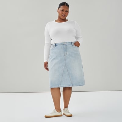 Haut à manches longues en tricot côtelé Femmes+ - Blanc pur