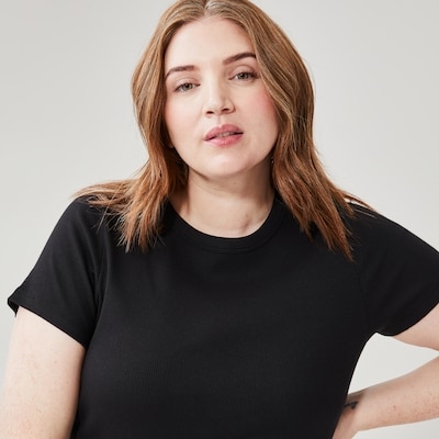 T-shirt côtelé pour Femme+ - Noir JF