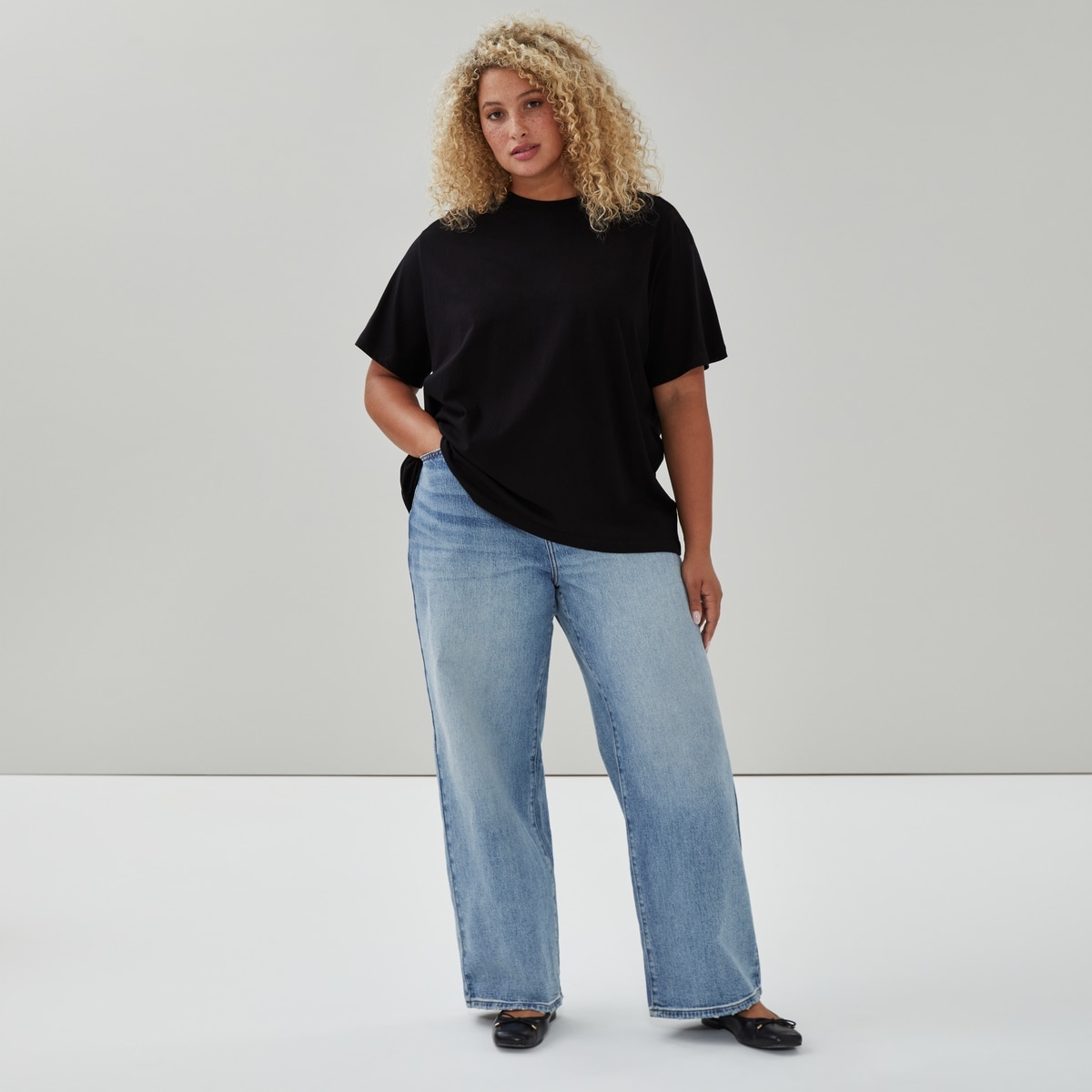 T-shirt ample de qualit suprieure Femmes+ - Noir Jf