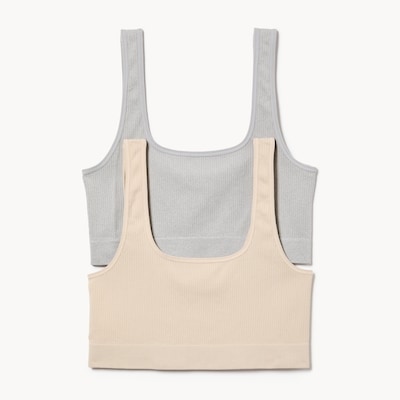 Women+ 2-Pack Seamless Ribbed Bralette - Sand