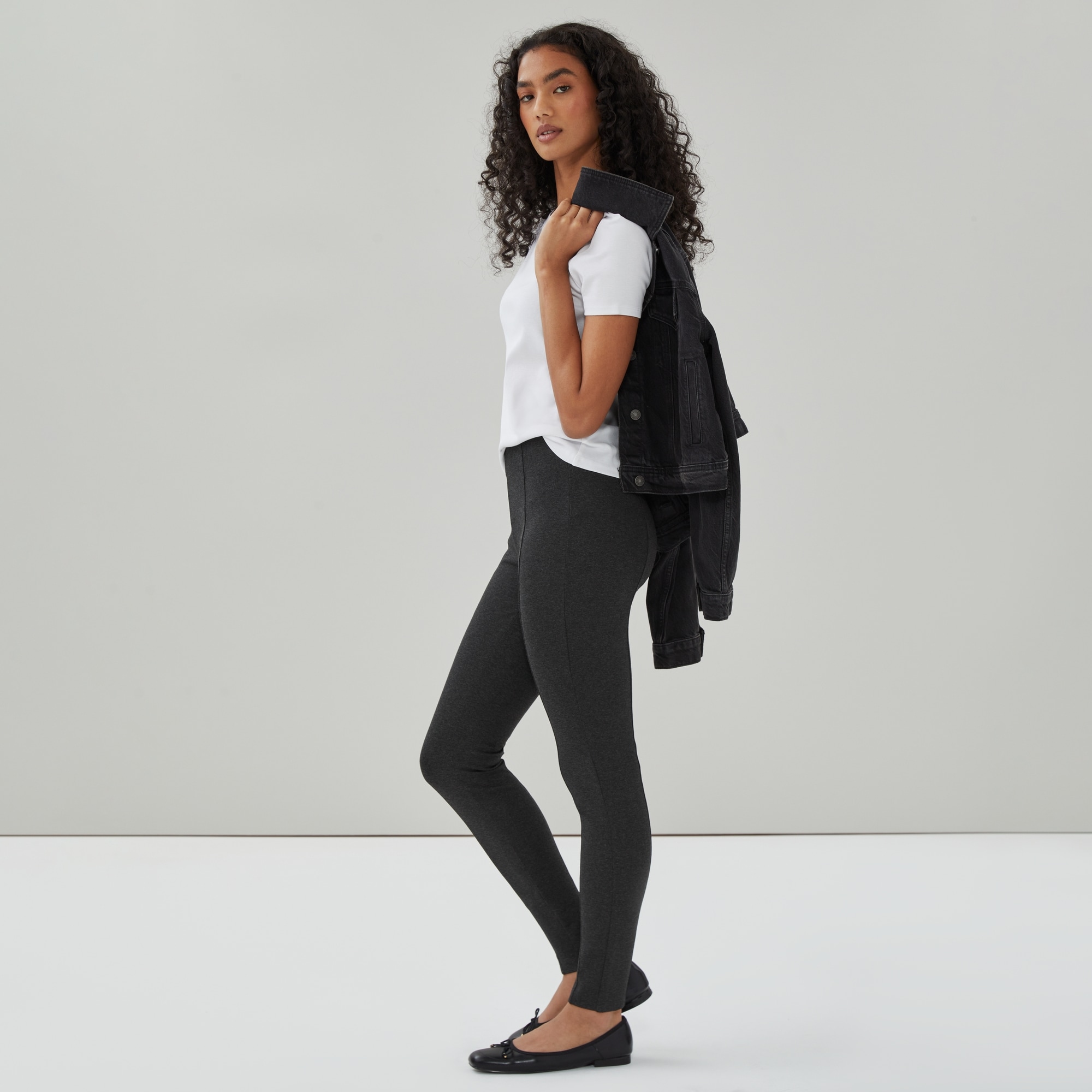 Ponte Legging in Dark Grey Mix from Joe Fresh