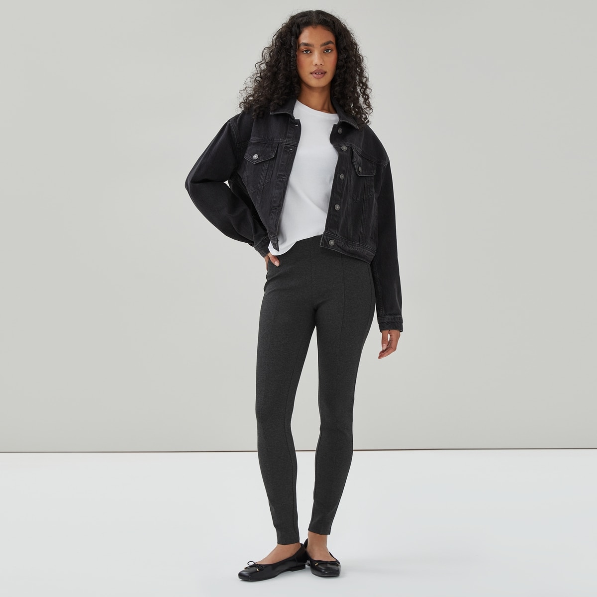 Ponte Legging - Dark Grey Mix
