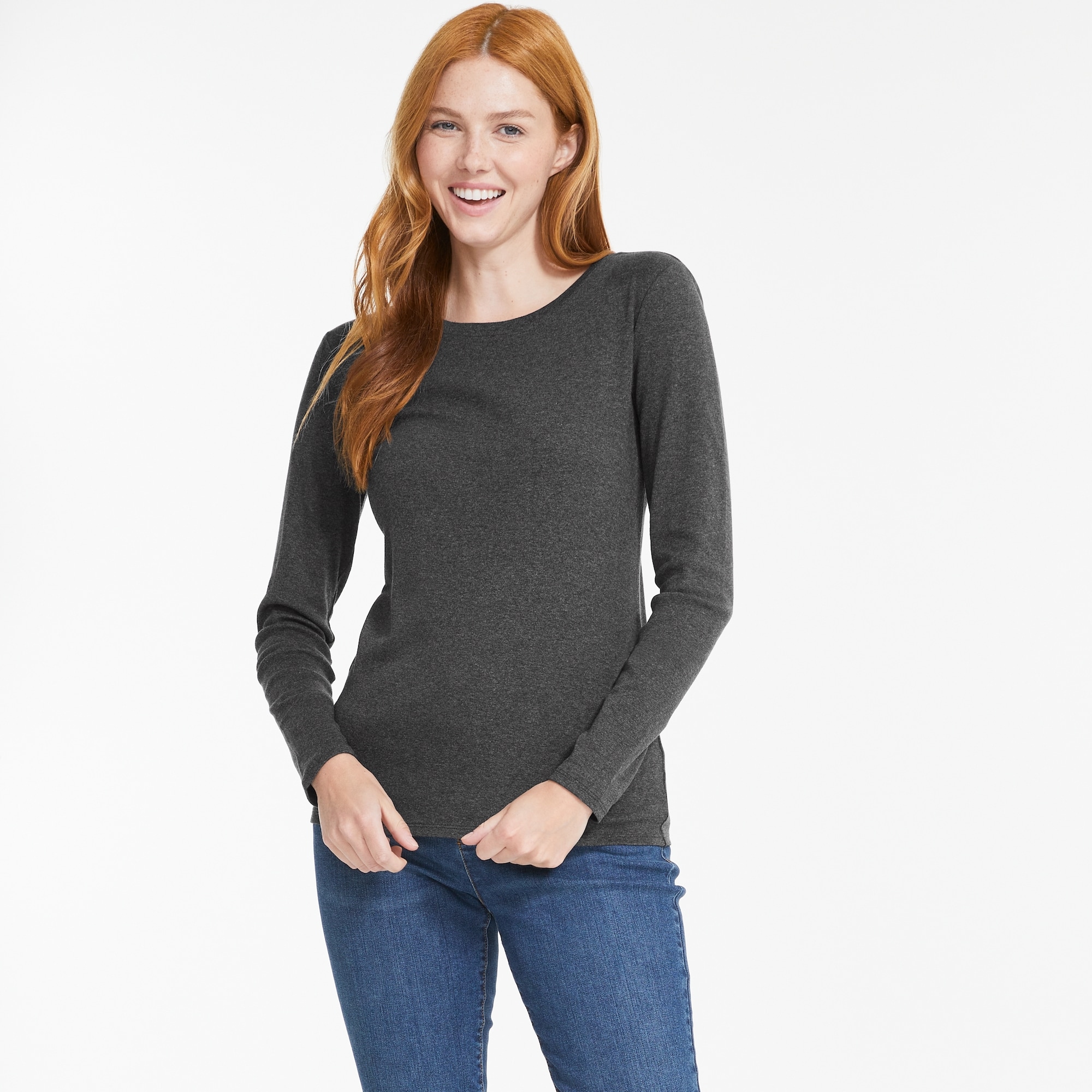 Organic Cotton Long Sleeve in Dark Charcoal Mix from Joe Fresh
