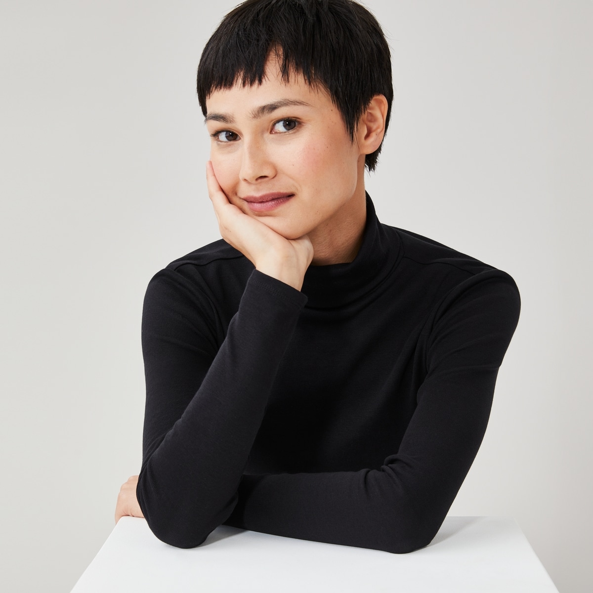 Col roul en coton biologique - Noir Jf