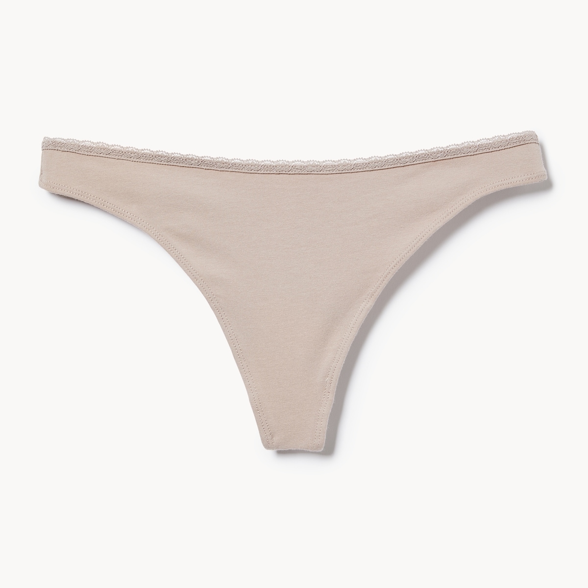 Tanga en dentelle de coton - Taupe