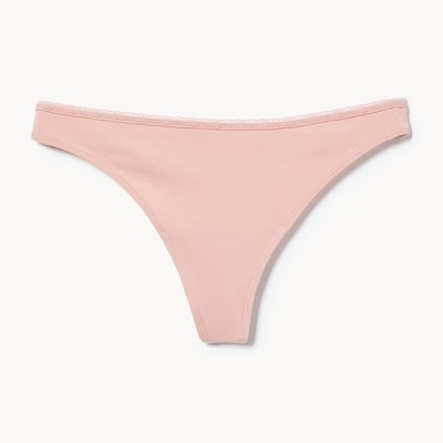 Cotton Lace Thong - Rose