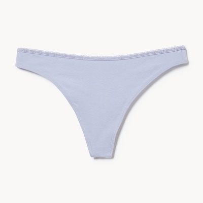 Cotton Lace Thong - Dusty Blue