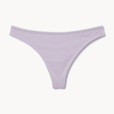 Cotton Lace Thong - Lilac