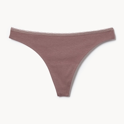 Cotton Lace Thong - Mauve