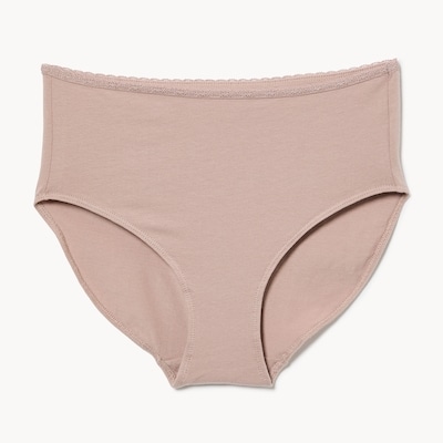 Cotton Lace Brief - Taupe