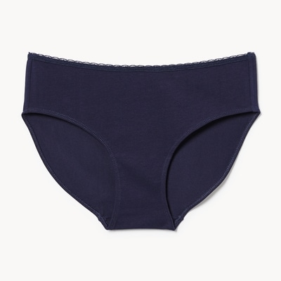 Culotte à taille basse en dentelle de coton - Marine