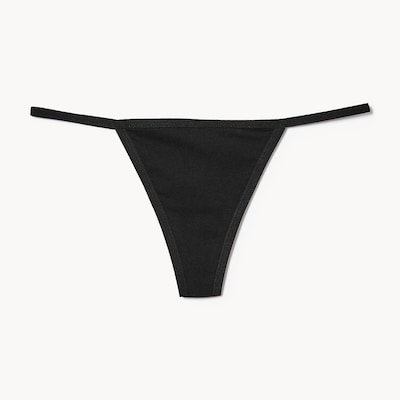Cotton String Thong - Black
