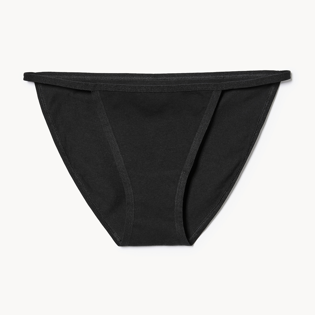 Culotte bikini tanga en coton - Noir