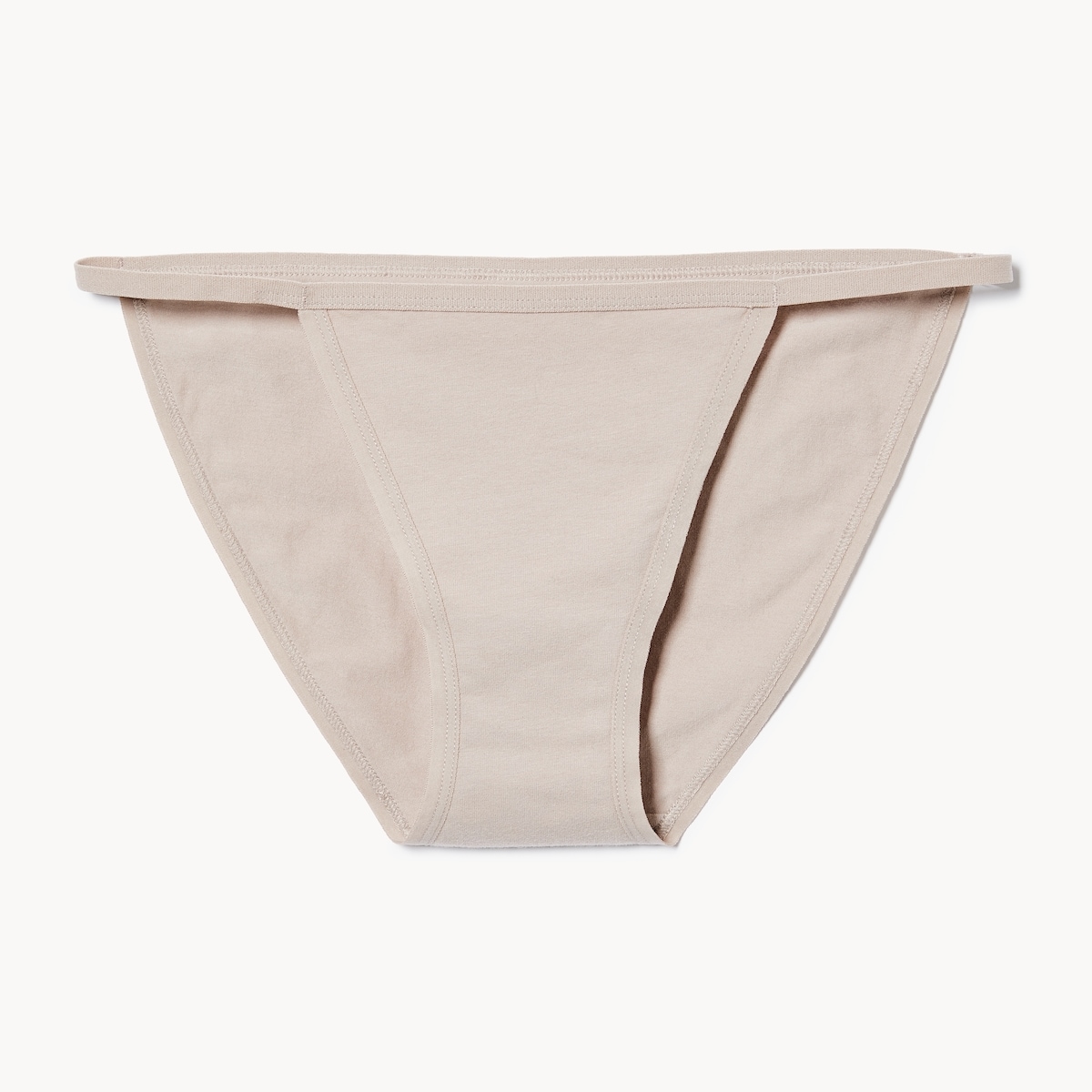 Culotte bikini tanga en coton - Taupe