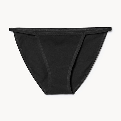Culotte bikini tanga en coton - Noir