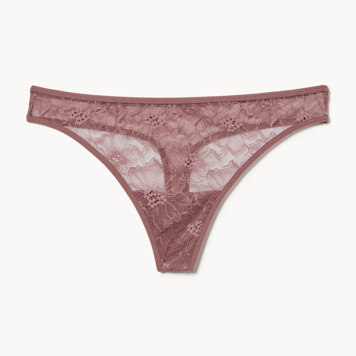 Tanga en dentelle - Taupe Fonc