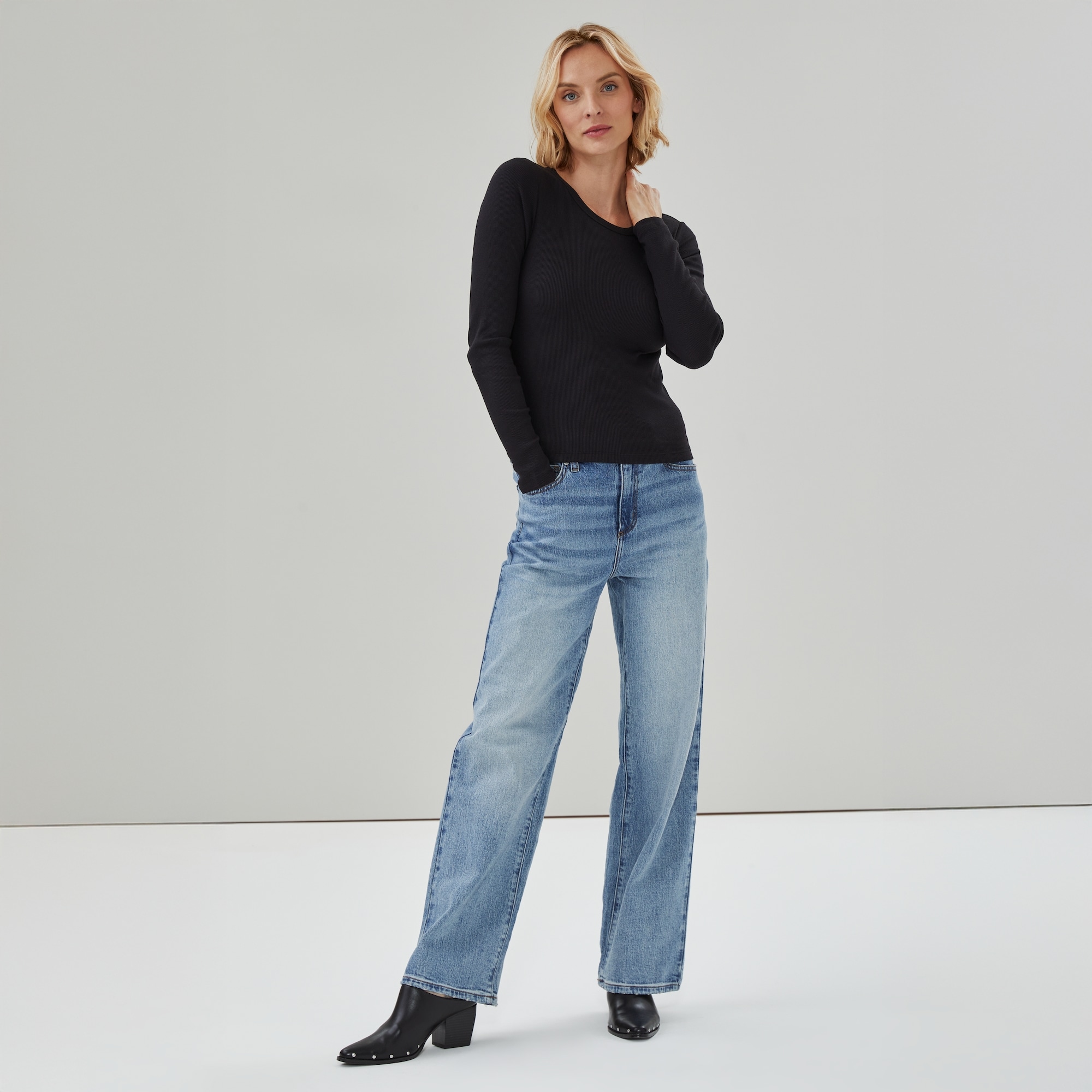 Rib Long Sleeve in JF Black from Joe Fresh