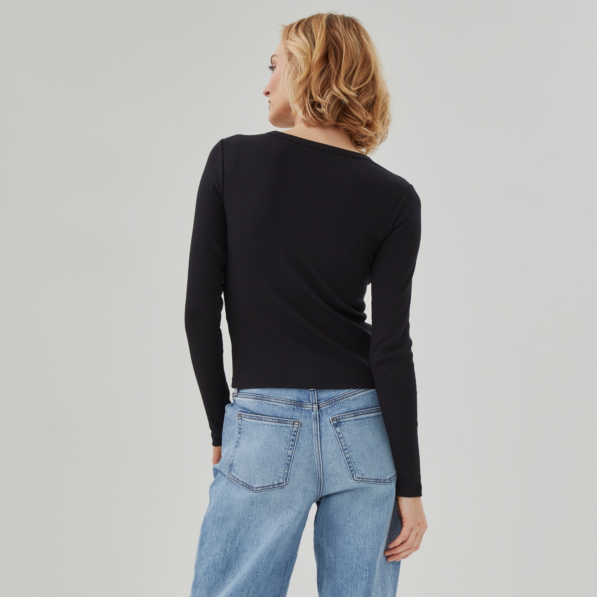 Rib Long Sleeve in JF Black from Joe Fresh
