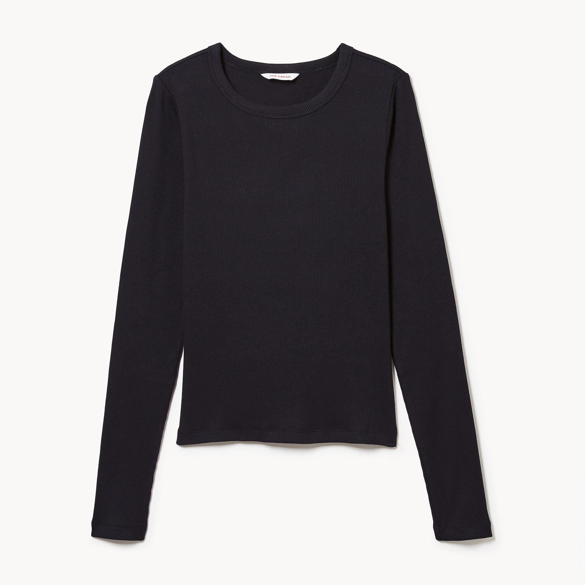 Haut à manches longues en tricot côtelé in Noir JF from Joe Fresh