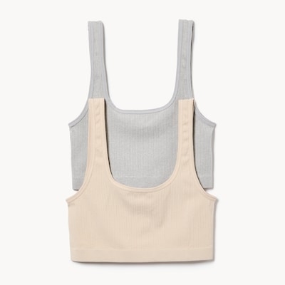 2-Pack Seamless Ribbed Bralette - Sand