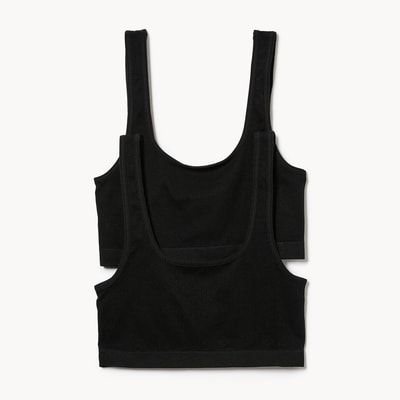 Ensemble de 2 bustiers côtelés sans couture - Noir