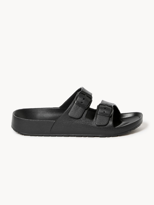 Double Buckle Sandals - Black