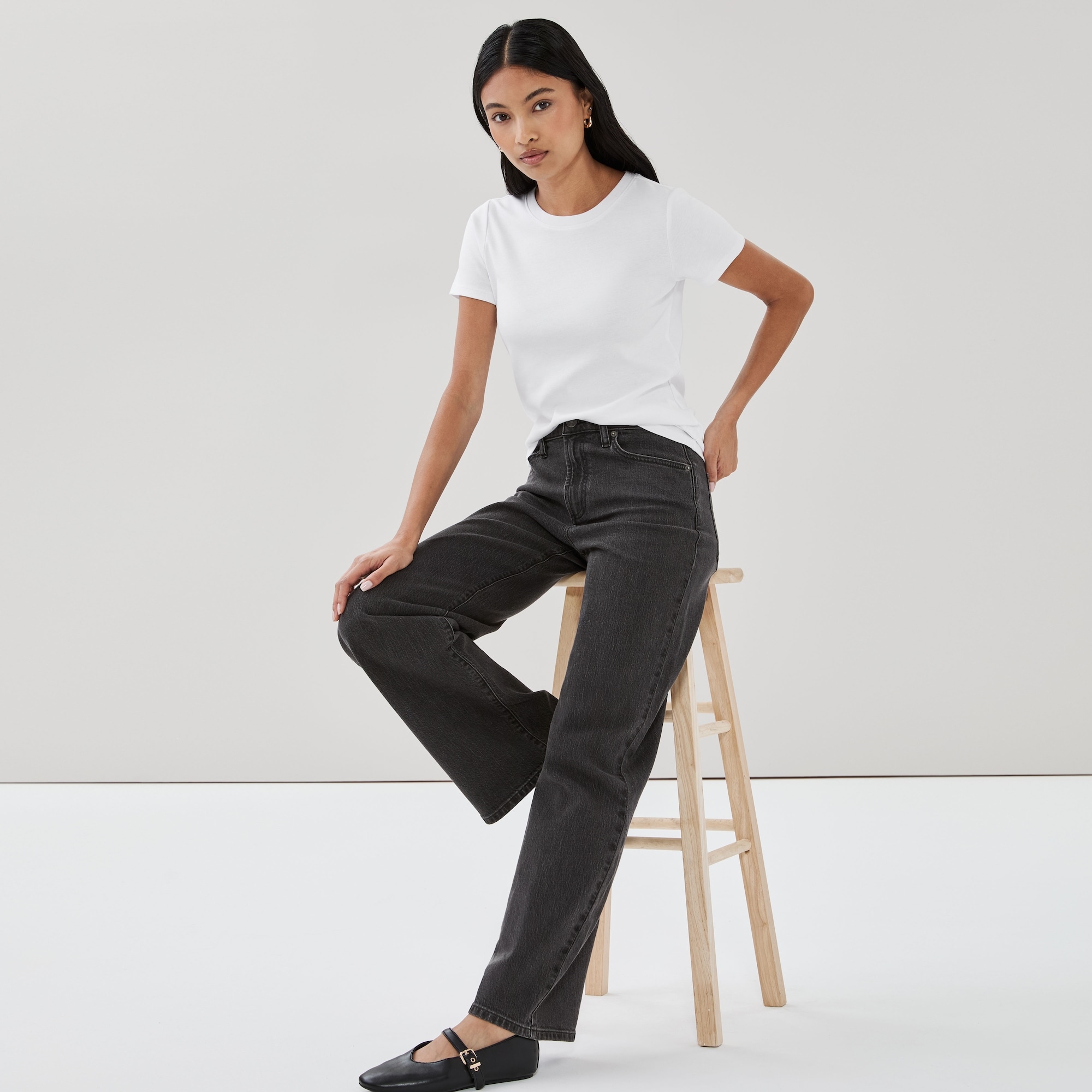 Black Wash Wide Leg Jean
