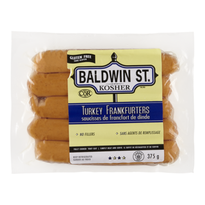 Baldwin St. Kosher All Turkey Frankfurters 375 g, $2.26/100g