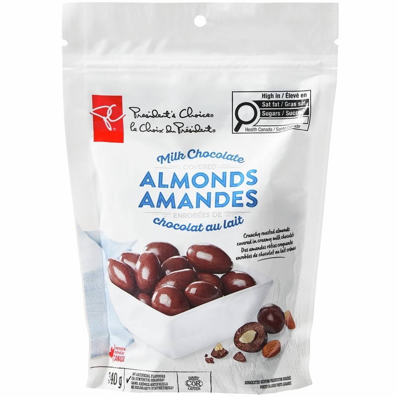 President's Choice Milk Chocolate Covered Almonds - 340 g | No