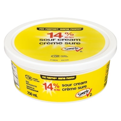 Sans Nom Crème sure régulière, 14 % M.G. 250 ml, 0,92 $/100ml