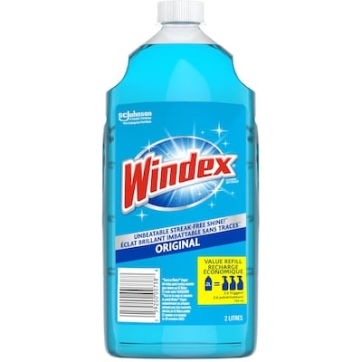 Windex Original Nettoyant pour verre et vitres, recharge 2 l, 0,45 $/100ml