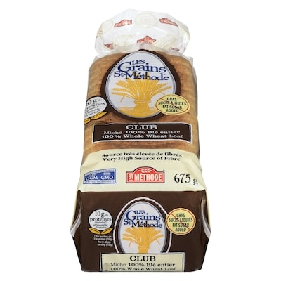 St Méthode Pain 100% Ble entier sans gras ni sucre ajoutés 675 g, 0,74 $/100g