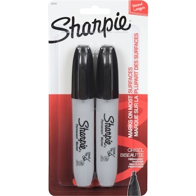 Sharpie Marqueur permanent à pointe biseauté noir 2x1.0 ea, 2,25 $/1ch