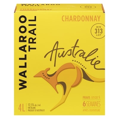Wallaroo Trail Vin blanc Wallaroo Trail BIN 313 Chardonnay, 4 L (Pièce d’identité requise au moment du ramassage) 4 l, 1,15 $/100ml