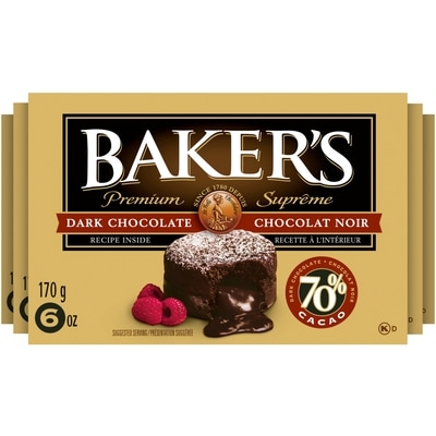 Kraft Baker's Premium 70% Dark Chocolate Baking Bar 170 g, $4.11/100g