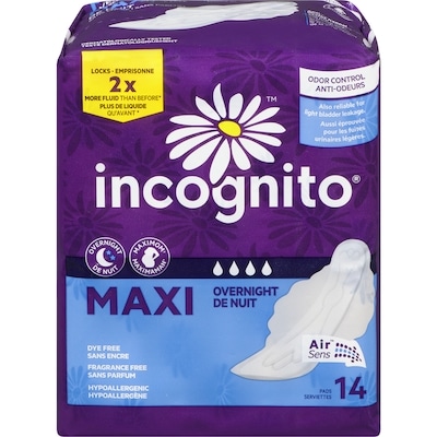 Incognito Pads Overnight 14 ea, $0.41/1ea