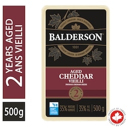 Balderson Fromage cheddar vieilli 2 ans. 500 g, 4,10 $/100g